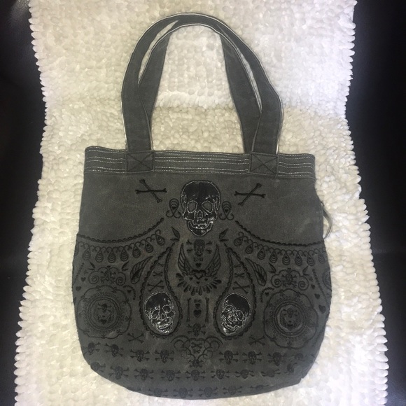 Loungefly Handbags - Loungefly Skull Denim Bandana Print Bag